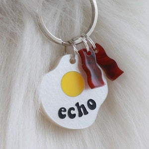 Custom Pet Tag for Dogs and Cats | Personalized Scambled Eggs Pet ID Tag in White and Yellow Acrylic | Engraved Dog Tag Cat Tag