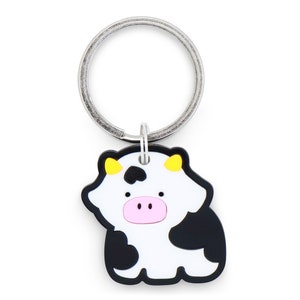 Custom Pet Tag for Dogs and Cats | Personalized Cow Pet ID Tag in White Black Pink Acrylic | Engraved Cow Dog Tag Cat Tag