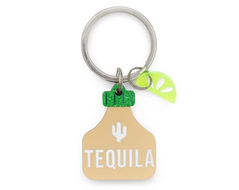 Custom Pet Tag for Dogs and Cats | Personalized Tequila Pet ID Tag in Gold and Glitter Green with Lime Charm | Engraved Dog Tag or Cat Tag