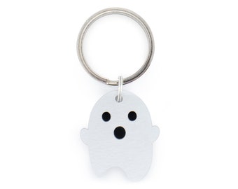 Custom Pet Tag for Dogs and Cats | Boo-yah Personalized Halloween Ghost ID Tag in White Black Green Acrylic | Engraved Dog Tag or Cat Tag