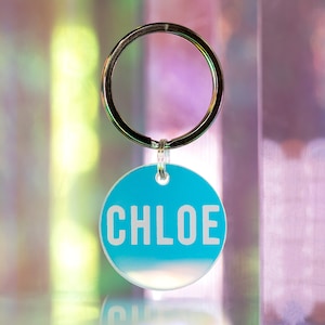 Custom Pet Tag for Dogs and Cats | Personalized My Bae Hologram Pet Name Tag with Gold Pink Crown Charm | Engraved Dog Tag or Cat Tag