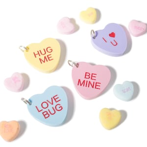 Custom Pet Tag for Dogs and Cats | Personalized Candy Hearts Love Hearts Pet ID Charm in Acrylic | Engraved Dog Tag or Cat Tag
