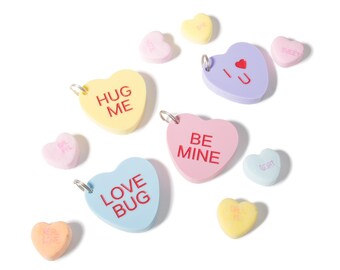 Custom Pet Tag for Dogs and Cats | Personalized Candy Hearts Love Hearts Pet ID Charm in Acrylic | Engraved Dog Tag or Cat Tag