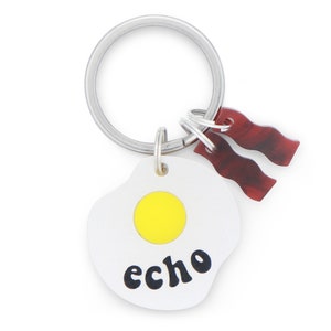 Custom Pet Tag for Dogs and Cats | Personalized Scambled Eggs Pet ID Tag in White and Yellow Acrylic | Engraved Dog Tag Cat Tag