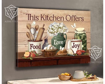 Kitchen Canvas - This Kitchen Offers Food Love Joy, Christian Home Decor,  Christmas Wall Art, Farmhouse Decor