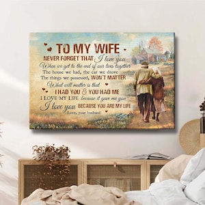 Canvas to My Wife Never Forget That I Love You Couple Wall Art, Wedding