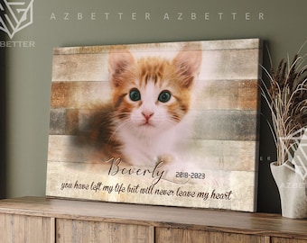Personalized Cat Memorial Canvas Wall Art, Passing Gift Pet Loss Frame, Sympathy Cat Custom Cat Portrait Photo | Proof After 5 Hours