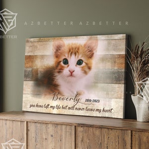 Personalized Cat Memorial Canvas Wall Art, Passing Gift Pet Loss Frame, Sympathy Cat Custom Cat Portrait Photo | Proof After 5 Hours