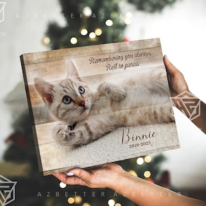 Personalized Cat Memorial Canvas Wall Art, Passing Gift Pet Loss Frame, Sympathy Cat Custom Cat Portrait Photo | Proof After 5 Hours