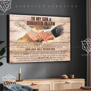 Personalized Wedding Gift for Son and Daughter-in-Law, Custom Canvas from Mother of the Groom - Heartfelt Wall Art for Wedding Day