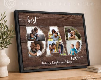 Best Dad Ever Custom Photo Collage Gift – Personalized Father’s Day Gift with Kids Names – Dad Birthday Gift, Gift for Dad Him