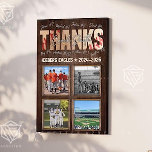 Personalized Baseball Coach Gift, Custom Baseball Team Names Wall Art - Thank You Plaque for Coach - Rustic Sports Keepsake