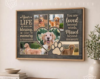 Personalized Pet Memorial Gift  Your Life Was a Blessing Your Memory a Treasure Dog Canvas, Dog Loss Gift Remembrance Art