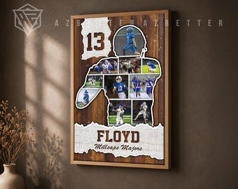 Personalized Football Photo Collage Canvas - Custom Gift for Football Player - Unique Sports Wall Art, Birthday Football Boy Gift