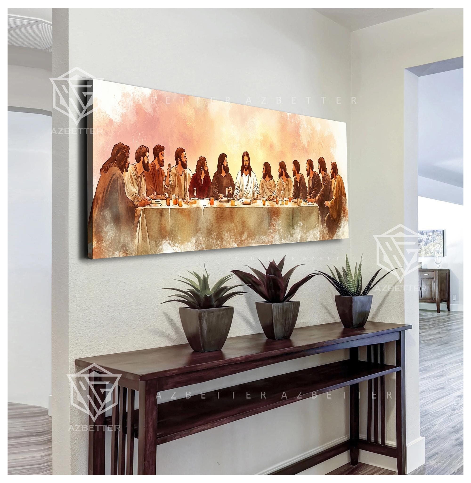 The Last Supper Canvas Wall Art, Jesus Christ and His Apostles Painting ...