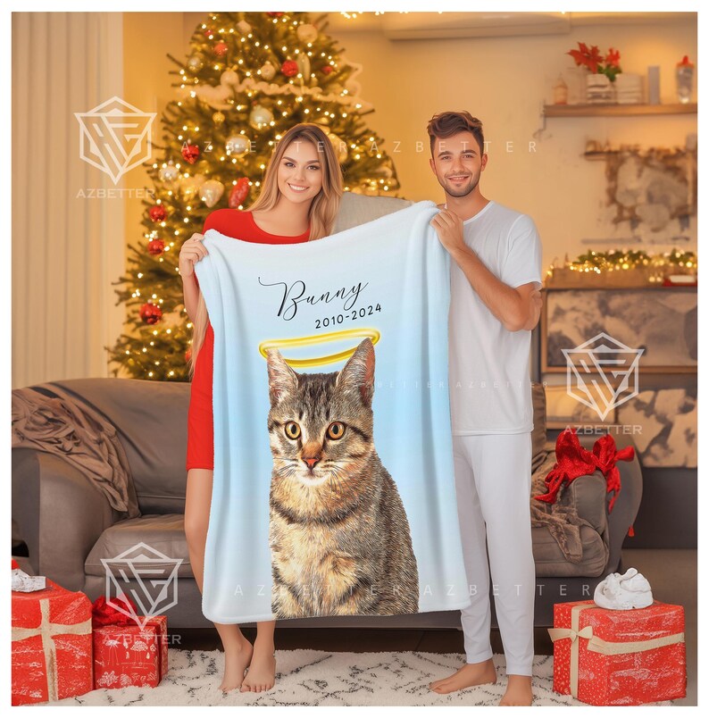 Custom Dog Face Memorial Blanket, Loss of Dog Gift, Personalized Pet