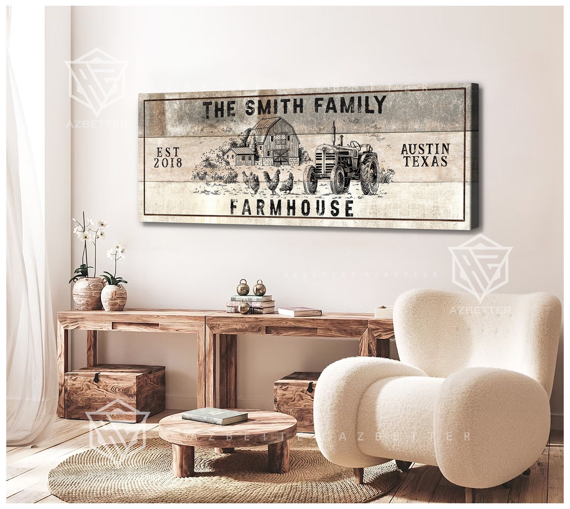 Custom Modern Farmhouse Family Sign Country Home Decor Wall Art ...