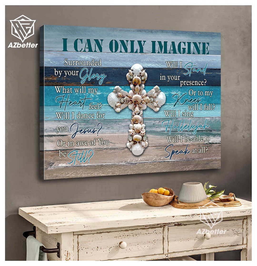 I Can Only Imagine Canvas Prints Seashell Cross Wall Art Etsy