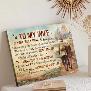 Canvas to My Wife Never Forget That I Love You Couple Wall Art, Wedding