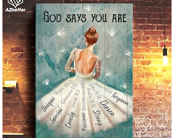 Canvas Prints God Says You Are Unique Psalm, Ballet Painting, Gift For Christian,  Religious Home Decor, Ballet Dancer Art, Birthday Girl