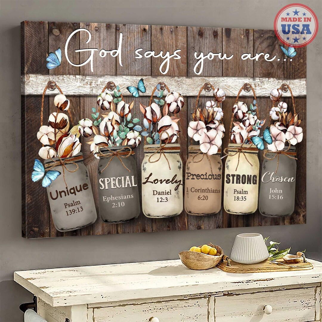 Canvas Art God Says You Are, Butterfly Canvas Art, Rustic Farmhouse ...