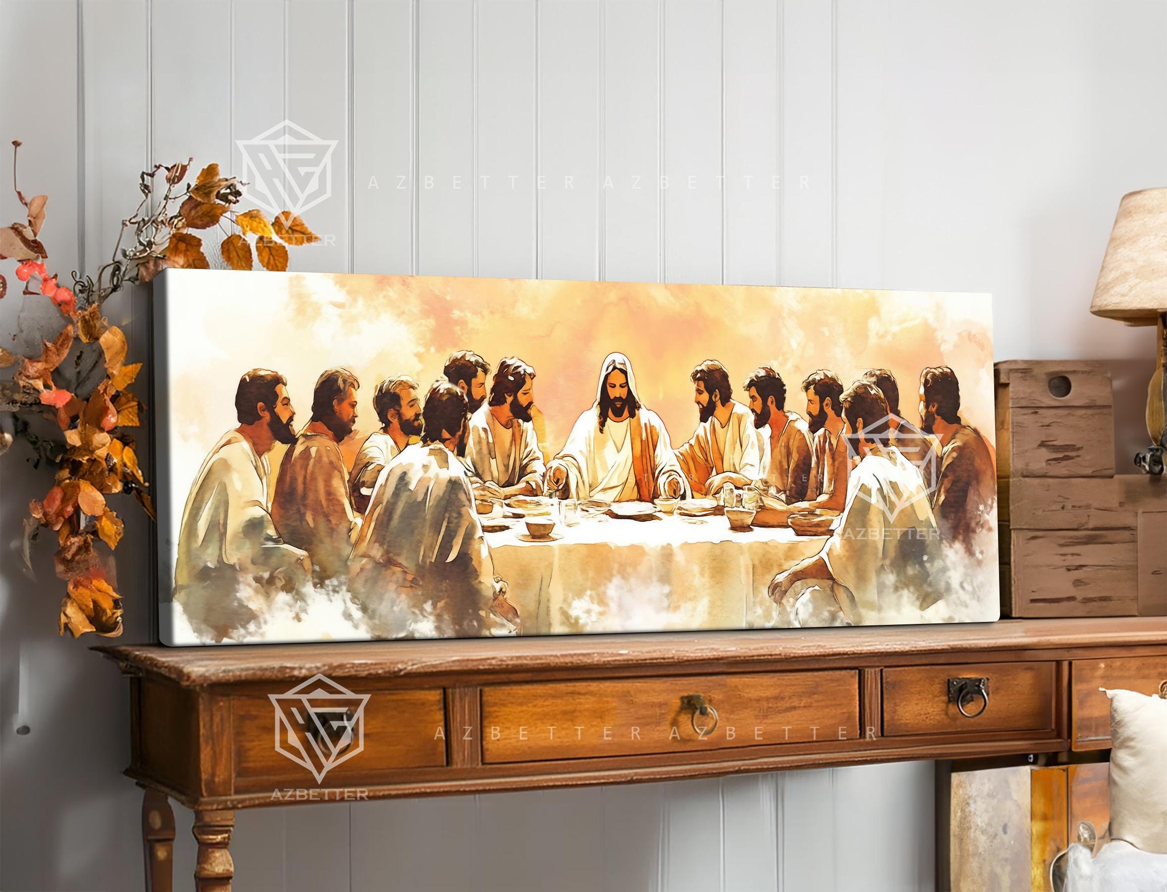 The Last Supper Canvas Wall Art, Jesus Christ and His Apostles Painting ...