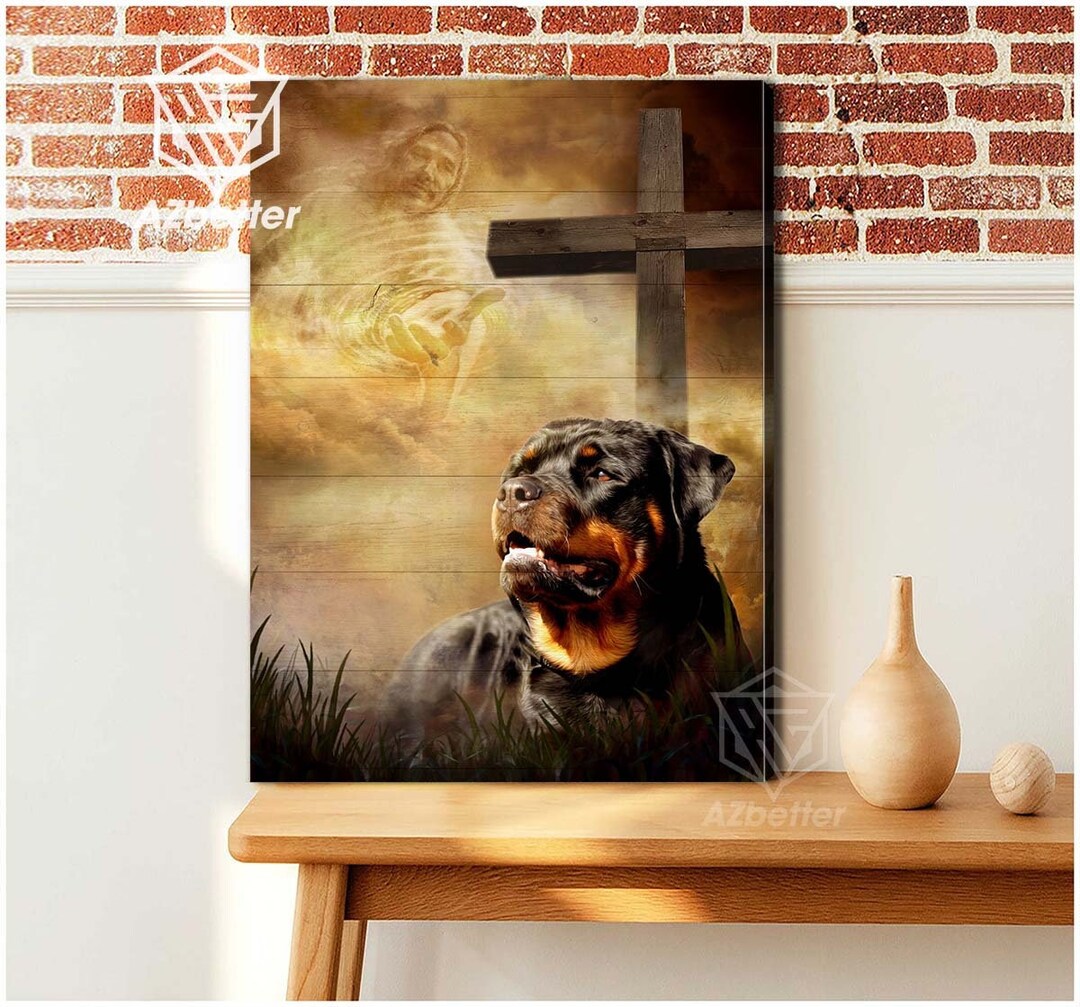 Rottweiler Wall Art Looking up God, Dog Home Wall Decor, Rottweiler ...
