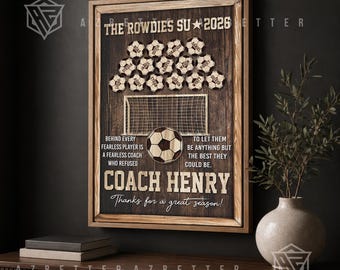 Soccer Coach Gift Canvas Personalized Player Names Each Ball, Coach Appreciation End of Season Gift, Thanks for a Great Season Soccer