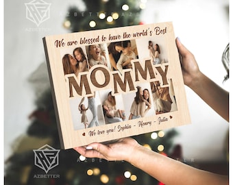 Personalisierte Mama Foto Collage Leinwand, individuelles Muttertagsgeschenk, Familienbild Wandkunst, einzigartiges Geburtstagsgeschenk für Mutter von Tochter & Sohn