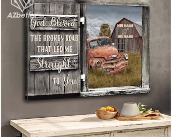 God Blessed The Broken Road Couple - Personalized Couple Custom Shaped