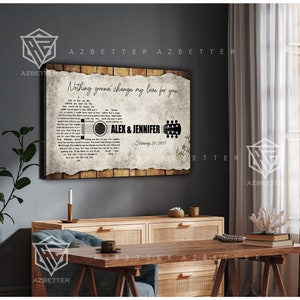 Personalized Song Lyrics on Canvas Wall Art, Valentines Couple Custom ...