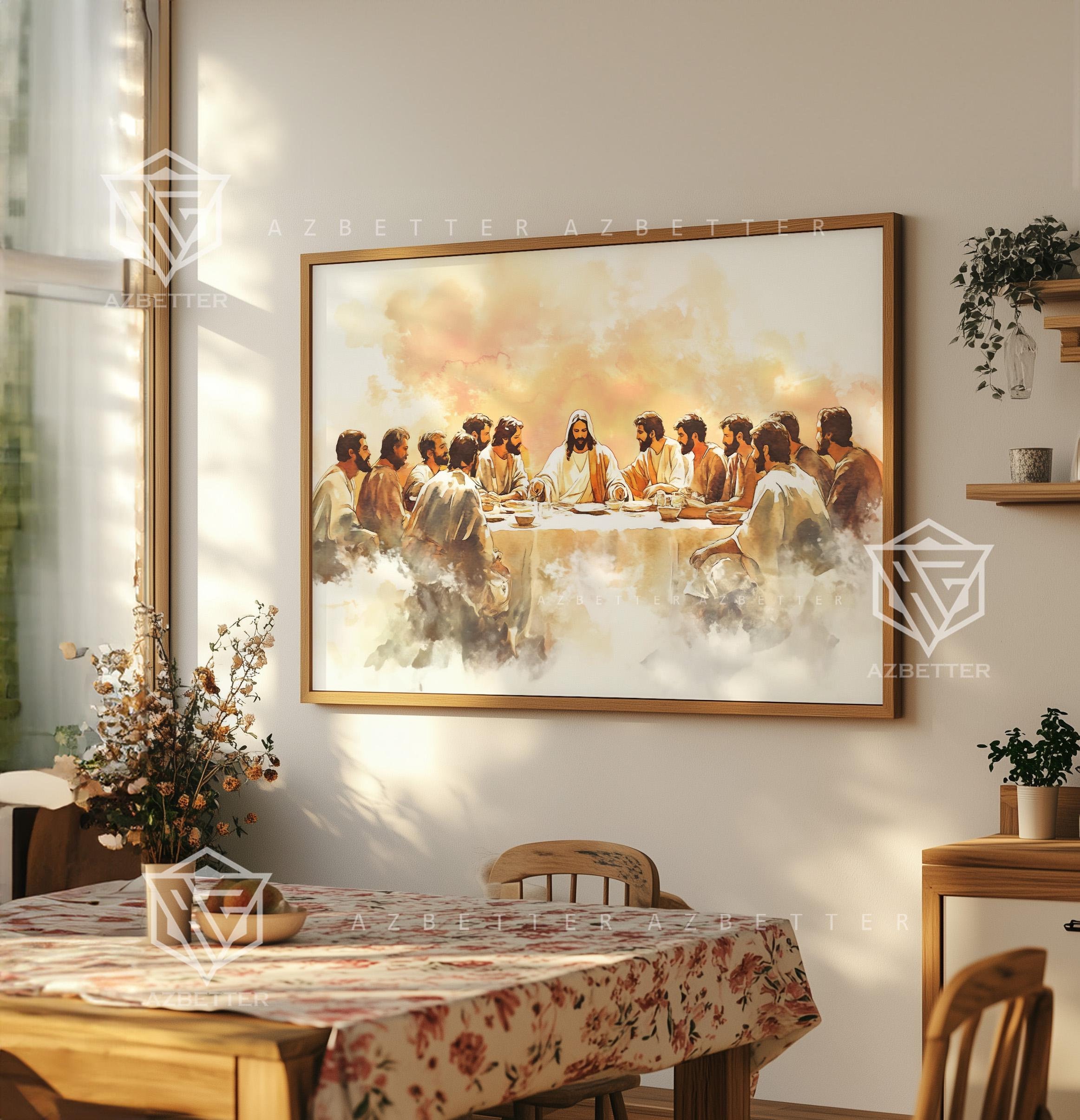 The Last Supper Canvas, Jesus Christ And His Apostles Painting, Christian Home Decor, Religious Wall Decor