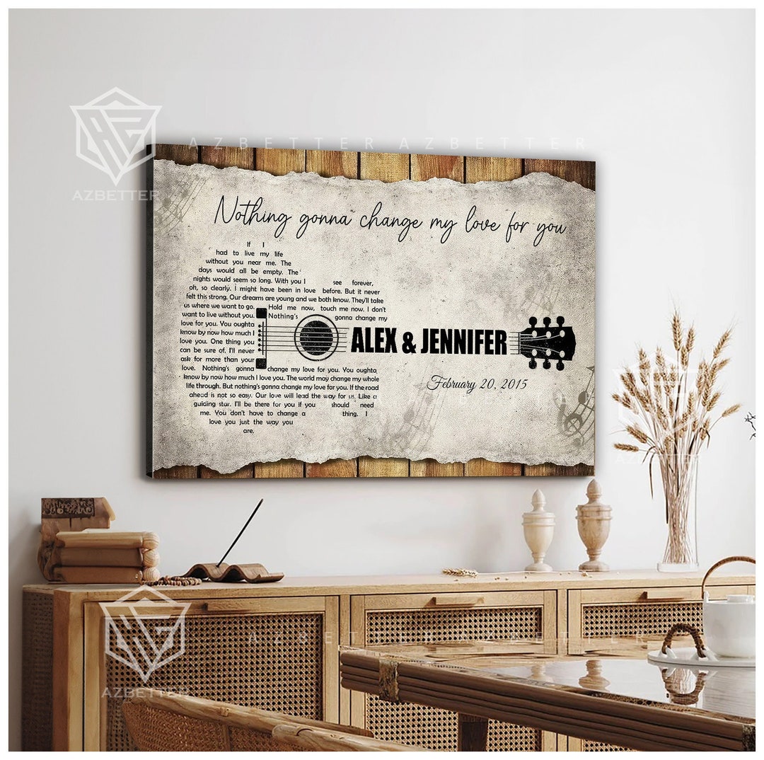 Personalized Song Lyrics on Canvas Wall Art, Valentines Couple Custom ...