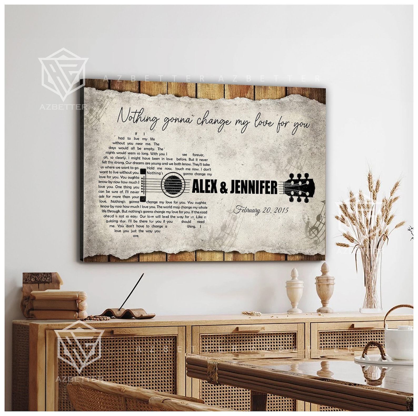 Personalized Song Lyrics on Canvas Wall Art, Valentines Couple Custom ...