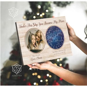 Personalisierte Sternenkarte Leinwand unter diesem Himmel wurden Sie meine Mutter - individuelles Geschenk für Mama, Muttertagsgeschenk von Tochter, Mama Geburtstag