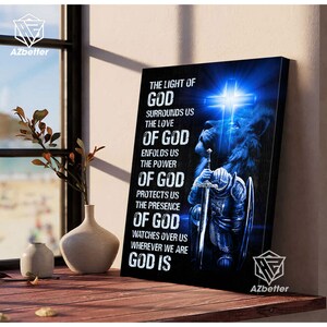 The Light Of God Surrounds Us Canvas Prints, Christian Home Decor,  Warrior Of God, Lion Of Judad, Knight Of God, Lion God Painting