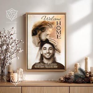 Personalized Canvas Safe In God's Arms Portrait With Jesus, Sympathy Gift Rest In Peace, Loss of Son, Memorial Wall Art, Christmas In Heaven image 2