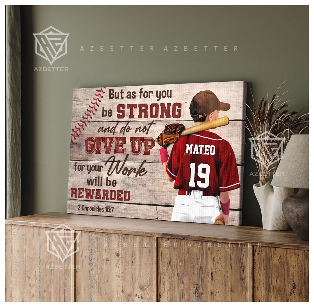 Personalized Baseball Scripture Canvas - Motivational Wall Art for Kids ...