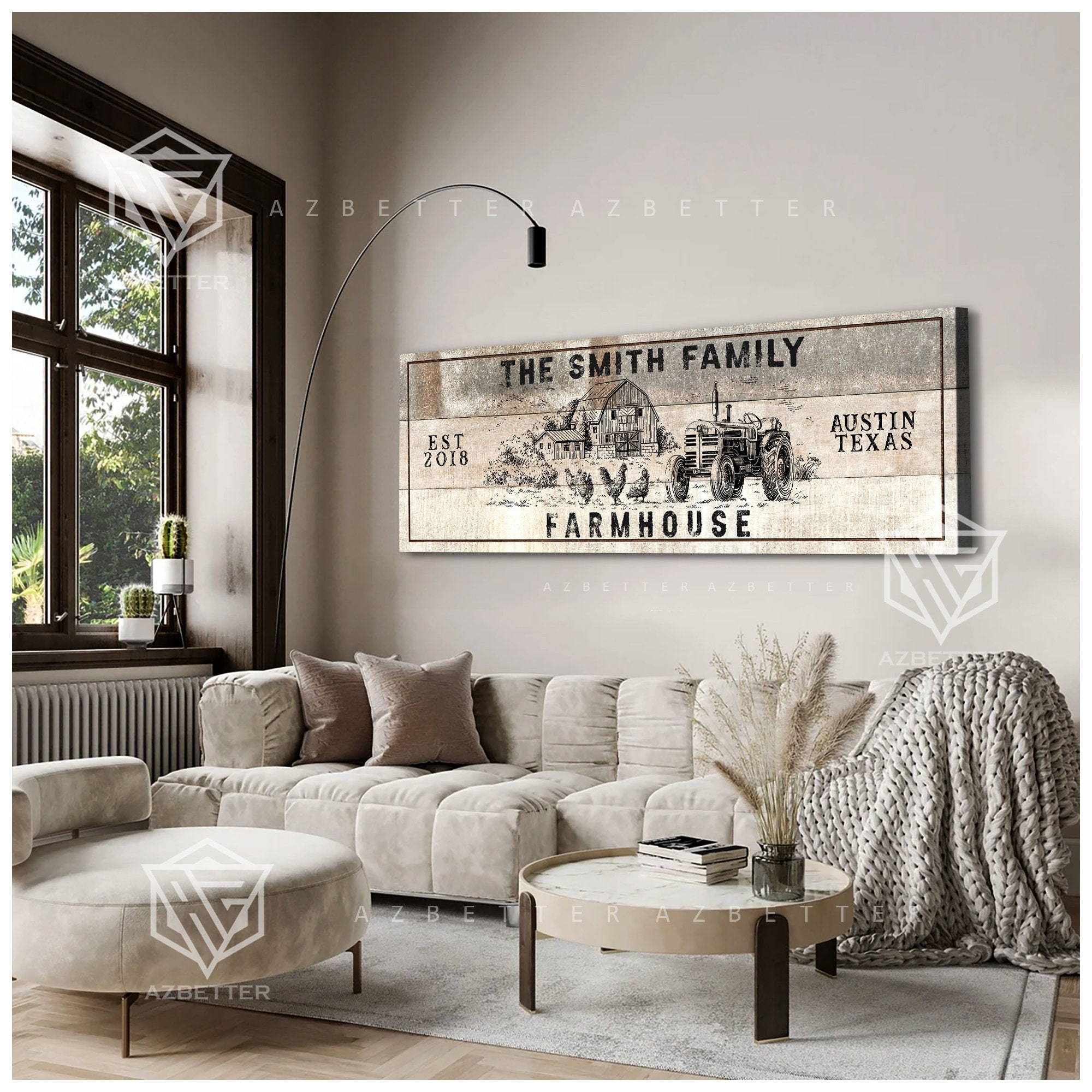 Custom Modern Farmhouse Family Sign Country Home Decor Wall Art ...