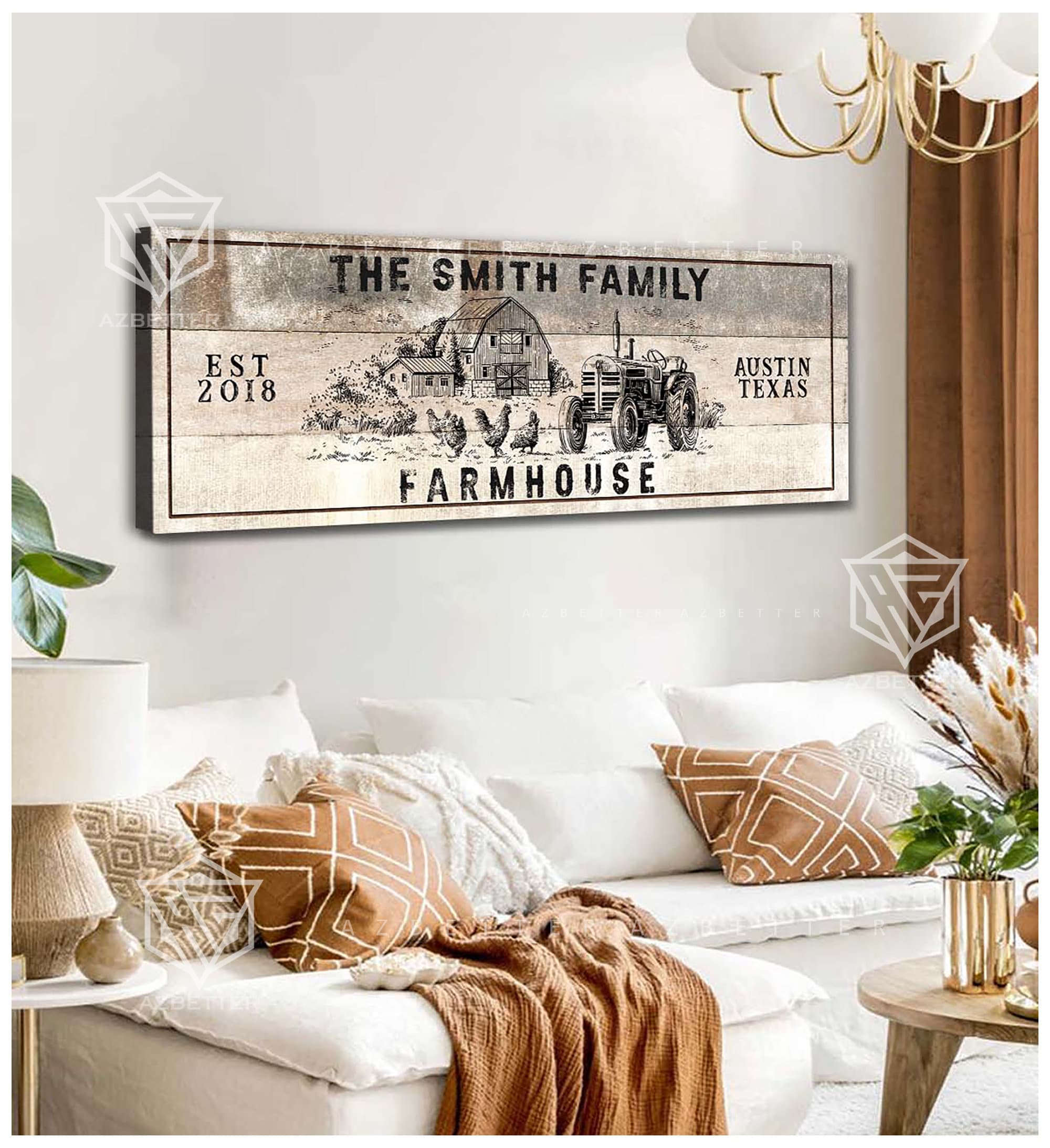 Custom Modern Farmhouse Family Sign Country Home Decor Wall Art ...