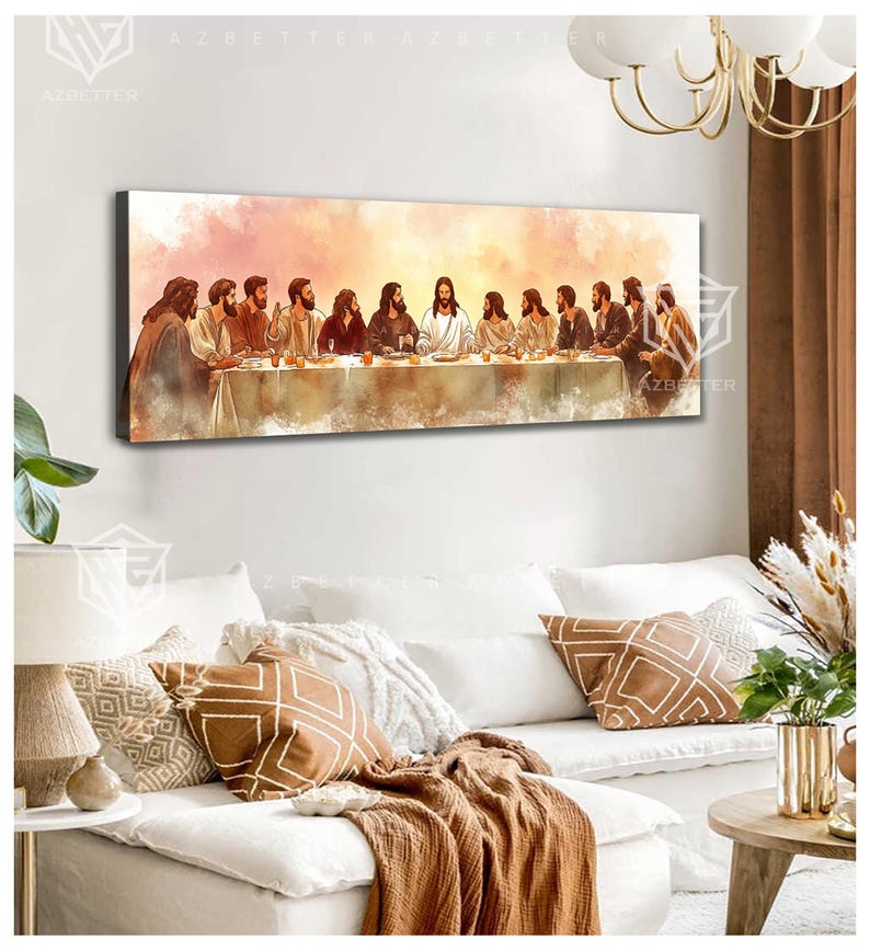 The Last Supper Canvas Wall Art, Jesus Christ and His Apostles Painting ...