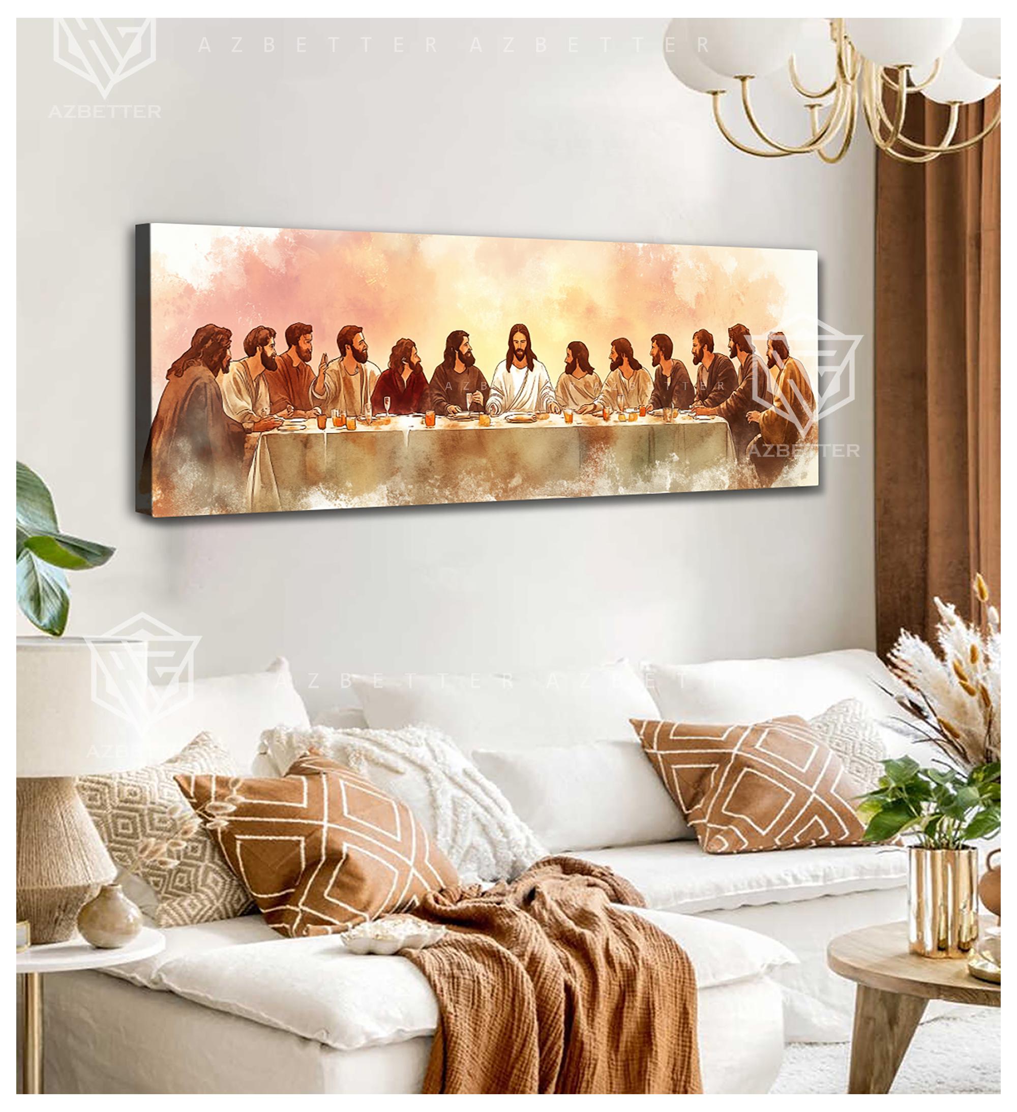 The Last Supper Canvas Wall Art, Jesus Christ and His Apostles Painting ...