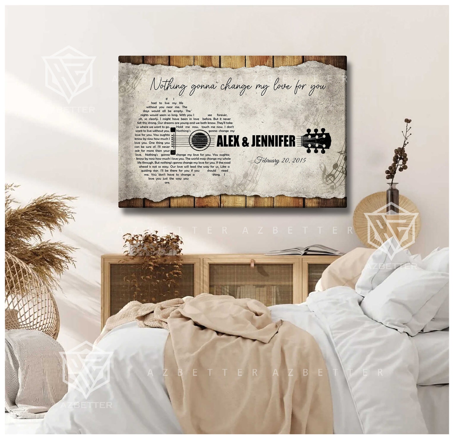 Personalized Song Lyrics on Canvas Wall Art, Valentines Couple Custom ...