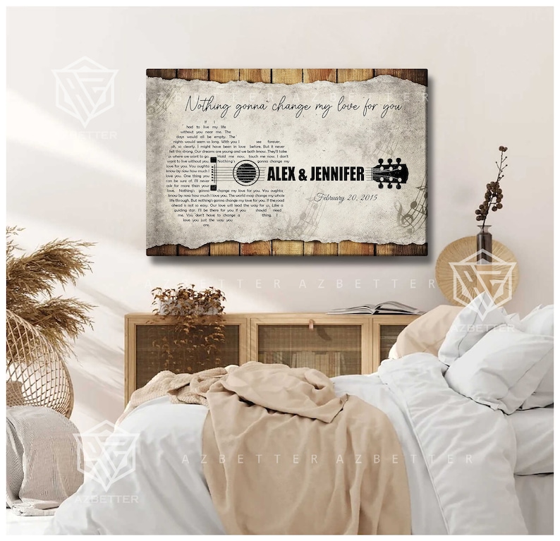 Personalized Song Lyrics on Canvas Wall Art, Valentines Couple Custom ...