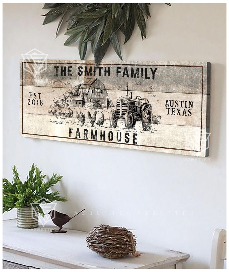 Custom Modern Farmhouse Family Sign Country Home Decor Wall Art ...