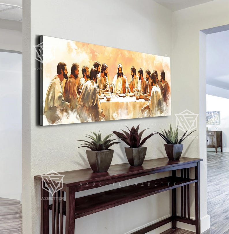 The Last Supper Canvas Wall Art, Jesus Christ and His Apostles Painting ...