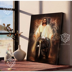 Armor Of God Canvas Prints, God Wall Art Home Decor, Christian Gift Idea, Warrior Of Jesus, Knight Of God, Jesus Portrait