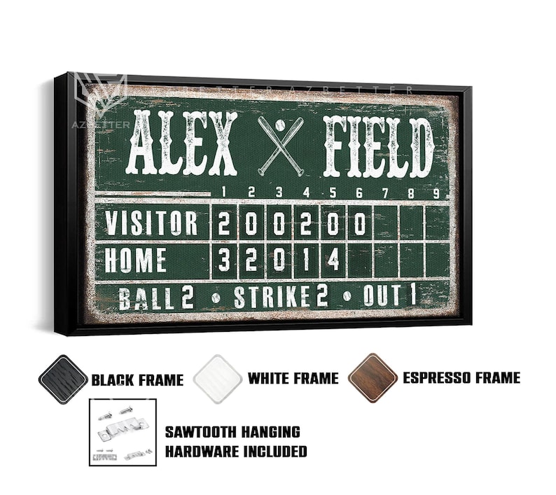 Personalized Baseball Scoreboard Sign – Vintage Game Room Wall Art ...