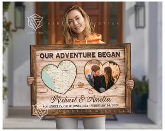 Personalized Our Adventure Began Canvas, Custom Loaction Map Print, Couple Gift Where It All Began Sign