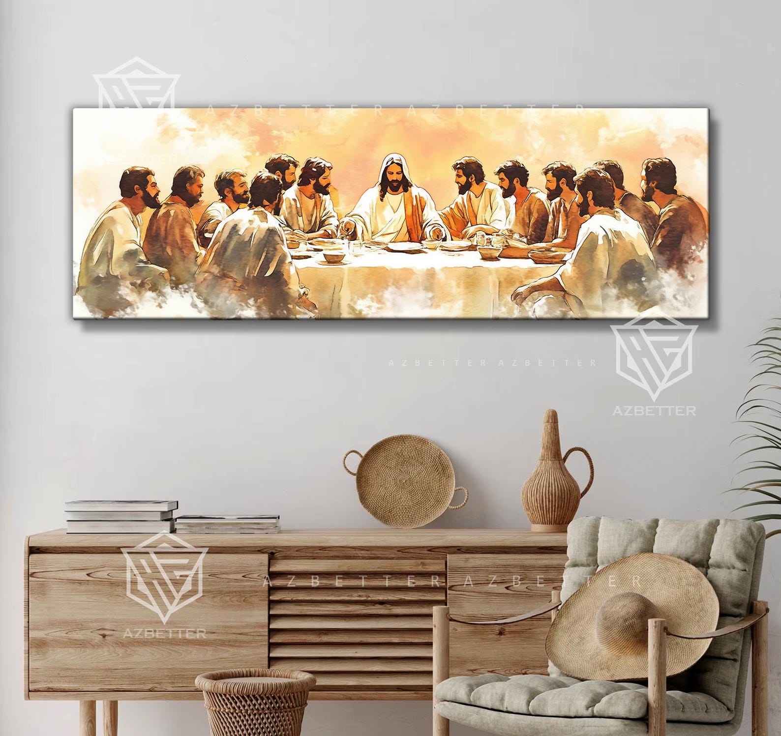 The Last Supper Canvas Wall Art, Jesus Christ and His Apostles Painting ...